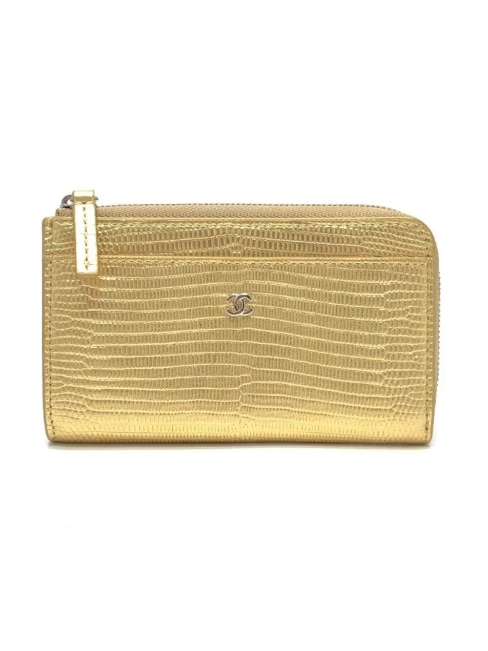 Chanel Coin Purse Embossed Leather Gold